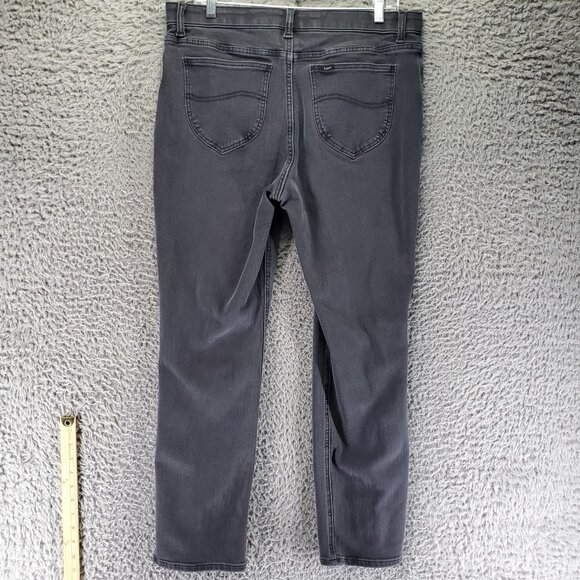 Lee Jeans Womens 16 Black Slim Fit Straight Leg Mid Rise Stretch Denim - Picture 10 of 11